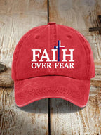 Texas Flood Faith Over Fear Cross Printed Hat for Men and Women