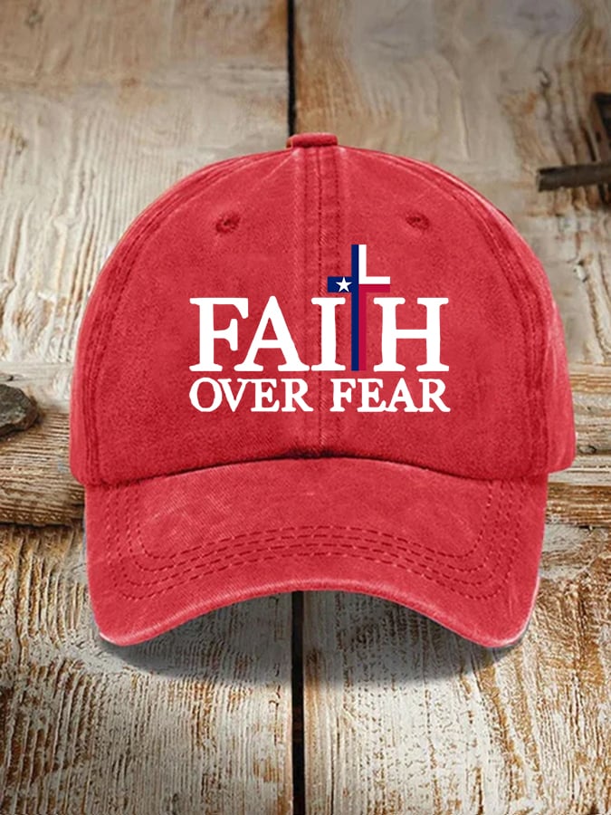 Texas Flood Faith Over Fear Cross Printed Hat for Men and Women
