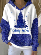 Women's Christmas Glitter Print Hoodie