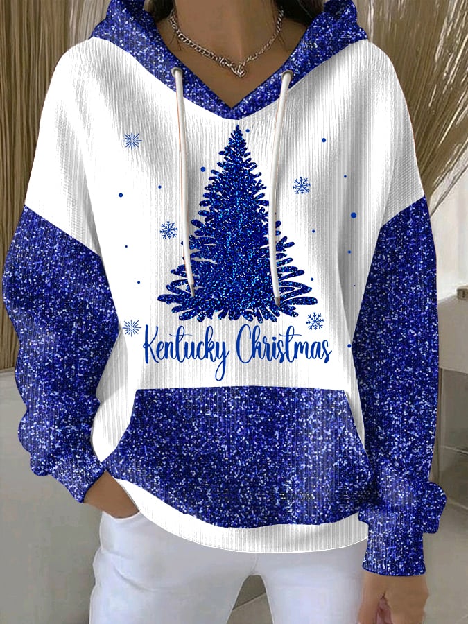 Women's Christmas Glitter Print Hoodie