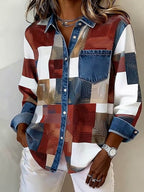 Women's Casual Contrast  Print Shirt