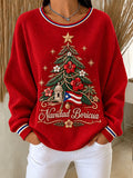 Women's Puerto Rico Christmas Printed Casual Sweatshirt