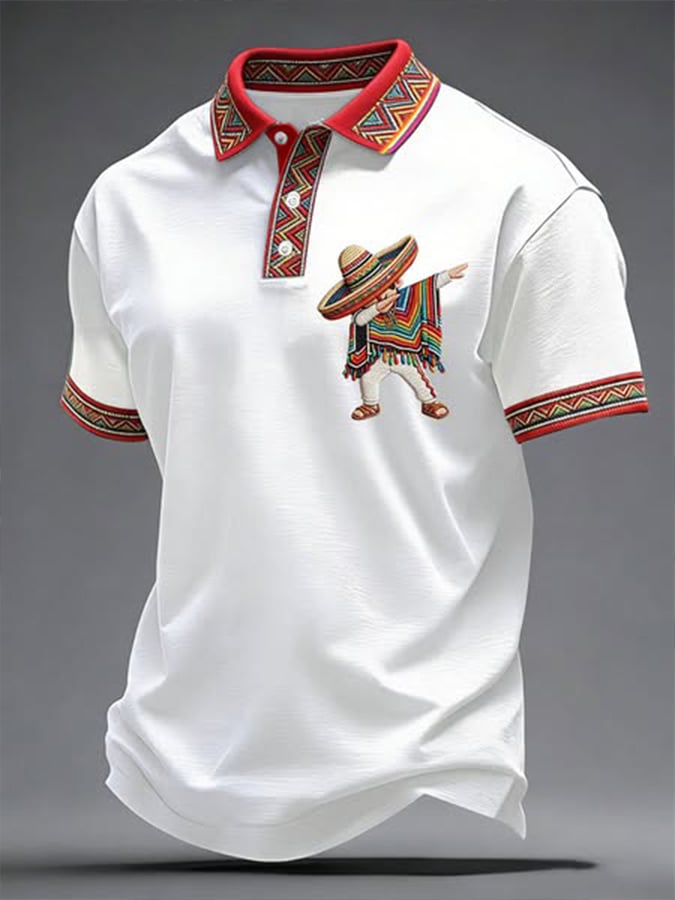 Men's  Cinco Mode ON Cinco De Mayo  Print Polo Shirt