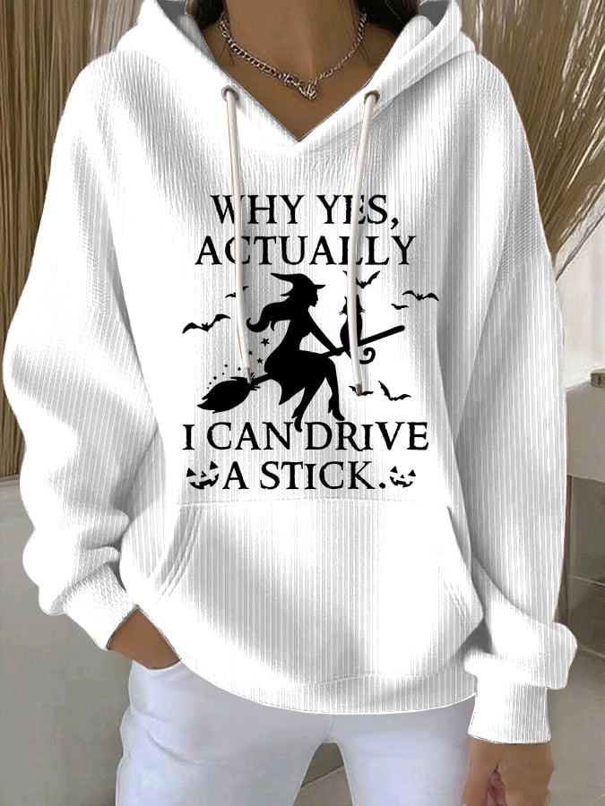 Women's Yes I Can Drive A Stick Print Casual Sweatshirt