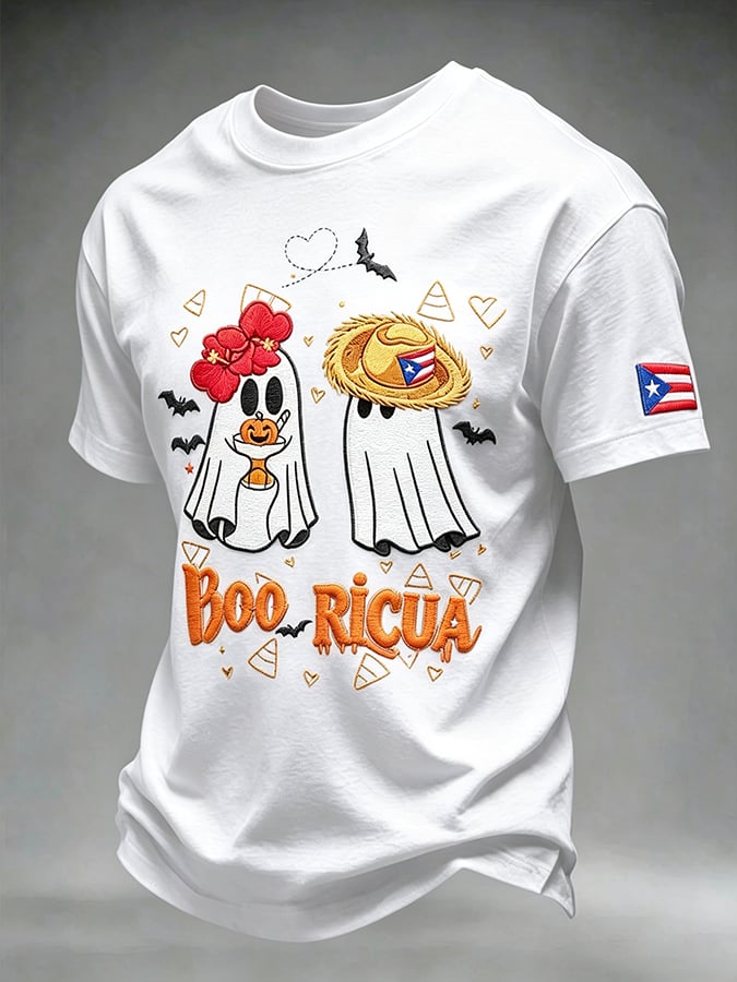 Men's Puerto Rico Halloween Printed Short-Sleeve T-Shirt