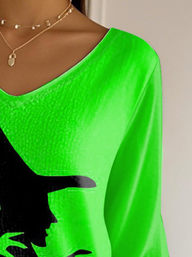 Women's Halloween Witch Print T-Shirt