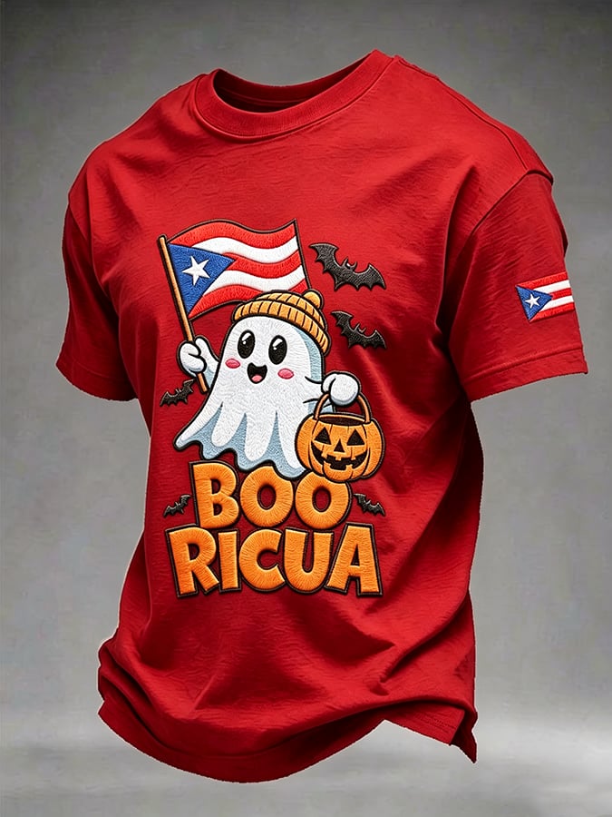 Men's Puerto Rico Halloween Printed Short-Sleeve T-Shirt