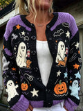 Women's Casual Halloween Print Cardigan