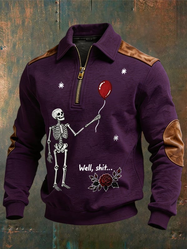 Men's Retro Halloween Well, shit... Printing Sweatshirtc