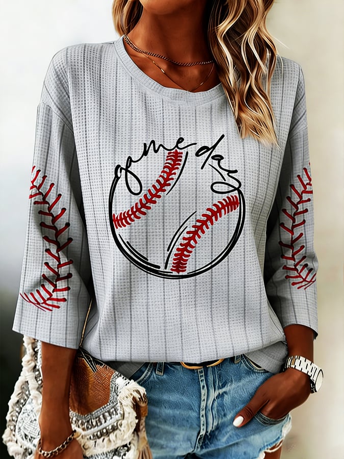 Women's Retro Baseball   Print Top