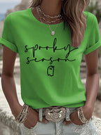 Women's Halloween Printed Round Neck T-Shirt