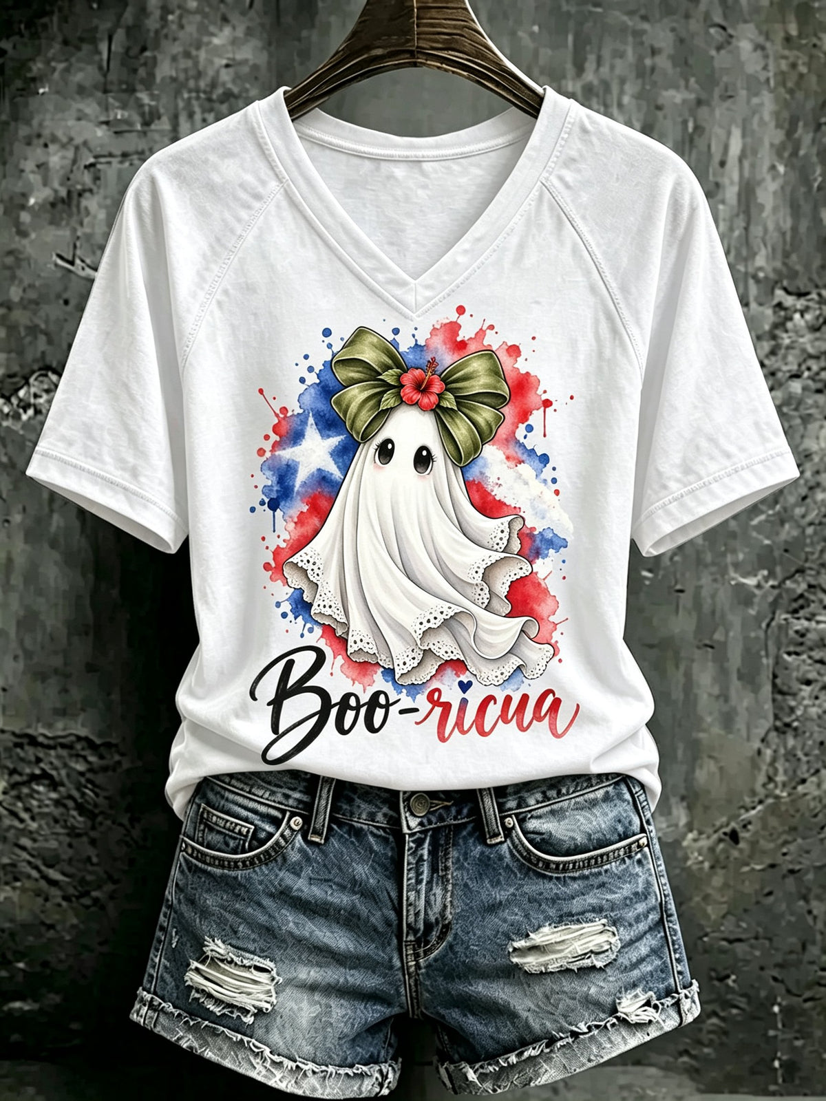 Women's Puerto Rico Halloween Print T-shirt