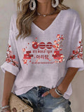 Women's Music Art Print V-Neck Top