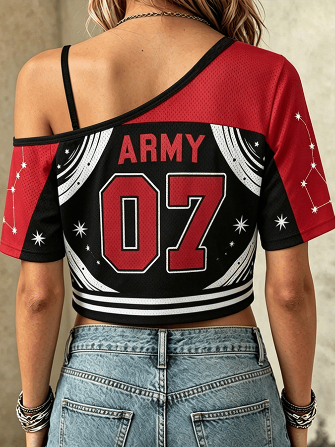 BTS  Design Cropped Comfortable Mesh Short-Sleeved Top