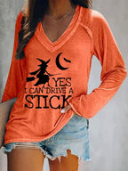 Women's Yes I Can Drive A Stick Print Long Sleeve Casual T-Shirt