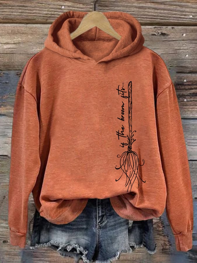 Women's If the Broom Fits Printed Hoodie