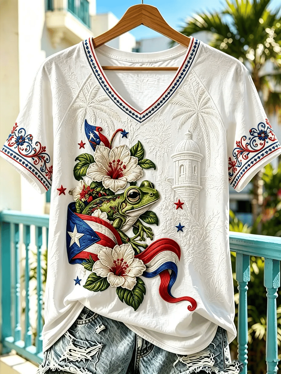 Women's Puerto Rico Art Printed T-Shirt