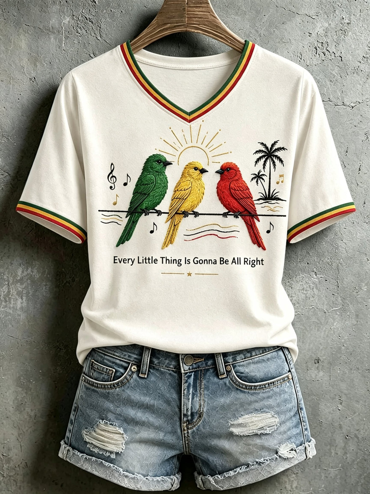 Women's Reggae-Themed Graphic Casual Top