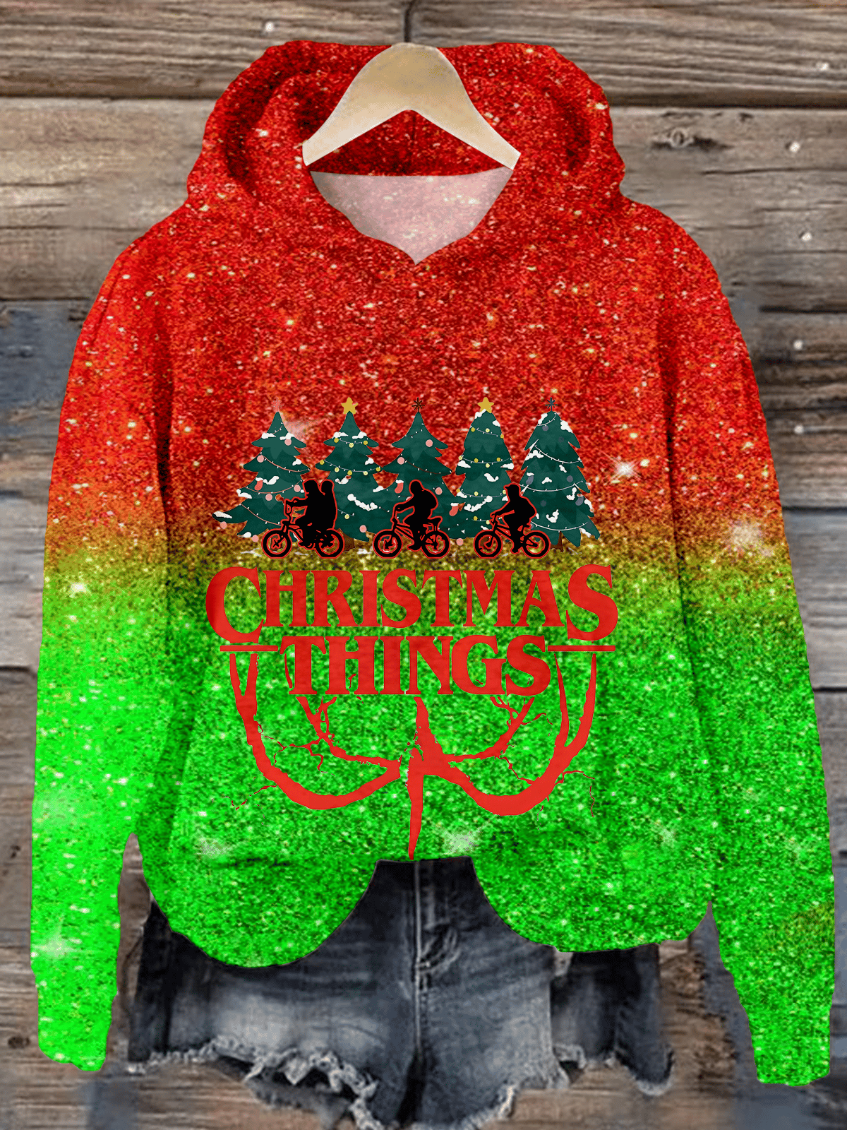 Christmas Things Printed Casual Hooded Sweatshirt