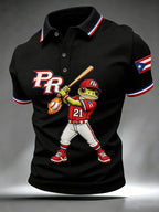 Men's Puerto Rico Baseball Print Polo Shirt