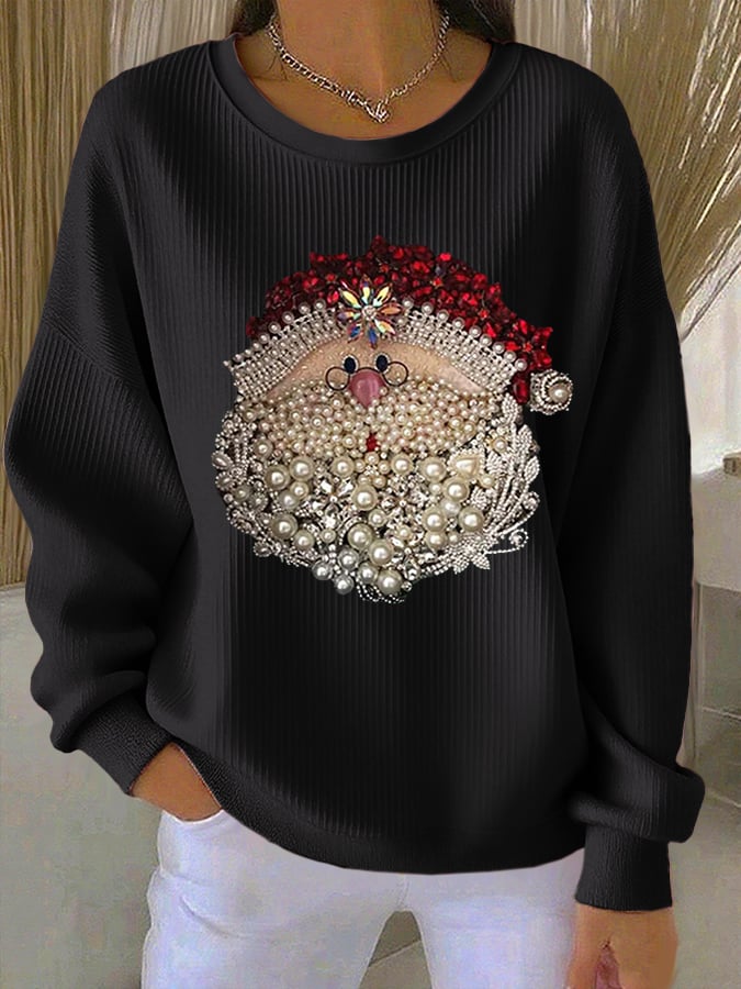Women's Retro Christmas Print Round Neck Sweatshirt