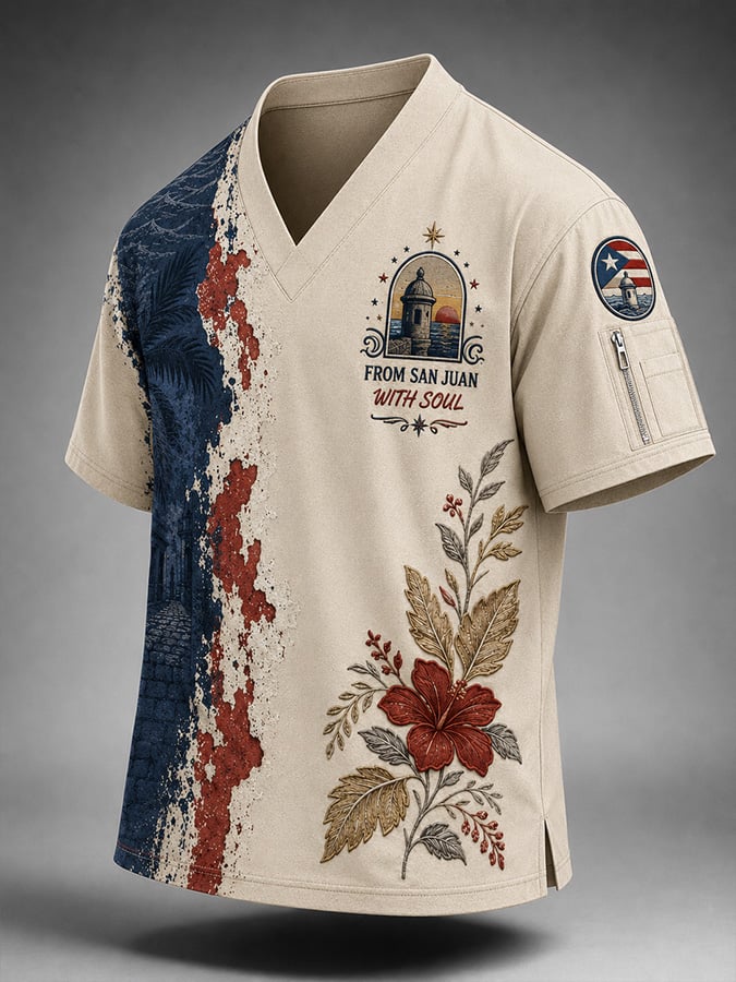 Men's Casual Puerto Rico Print T-Shirt