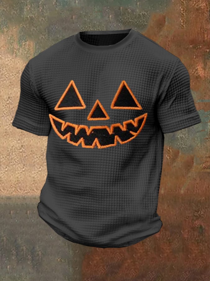 Men's Halloween Pumpkin Waffle Top
