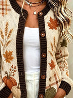 Women'S Casual Maple Leaf Knit Cardigan