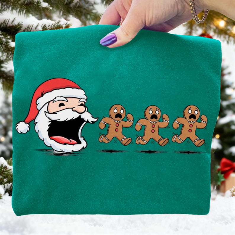 Funny Santas Cookie Christmas Art Print Sweatshirt