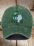 Retro Texas Strong Green Bow Print Baseball Cap