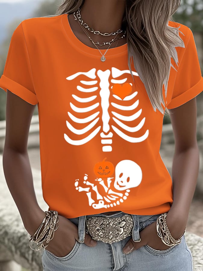 Women's Skeleton Halloween Maternity T-Shirt