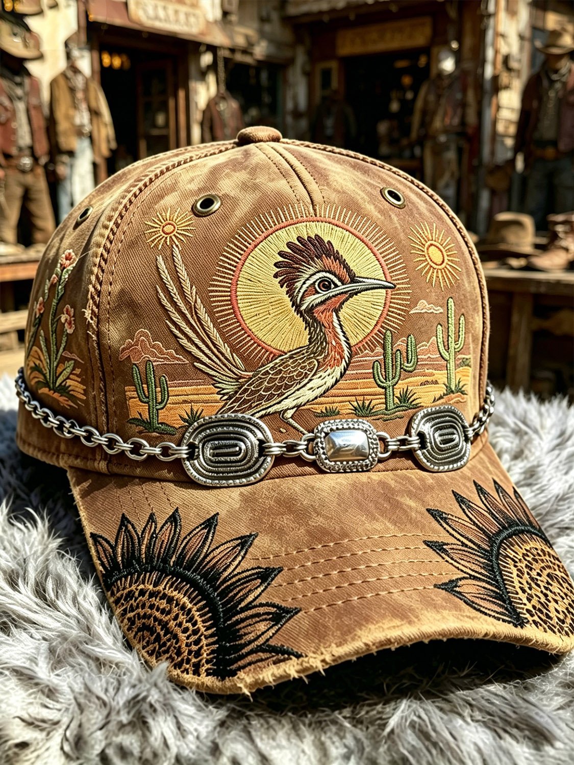 Vintage Western Cowboy Baseball Cap (necklace not included)
