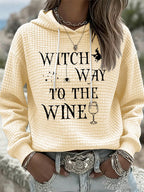 Women'S Witch Way To The Wine Print Casual Hoodie