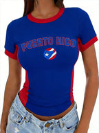Women's Retro Baseball  Print T-Shirt