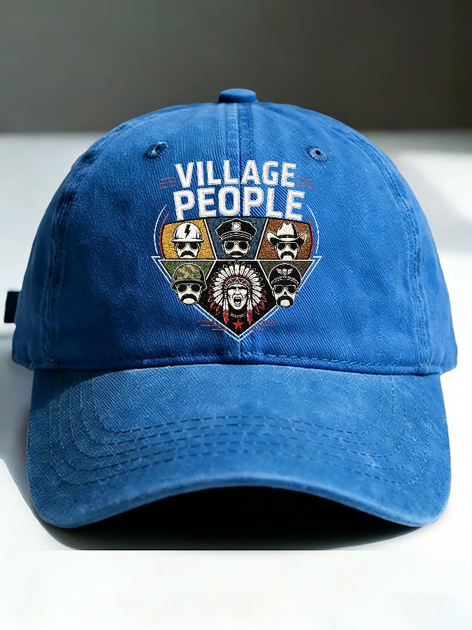 Retro Village Print Baseball Cap