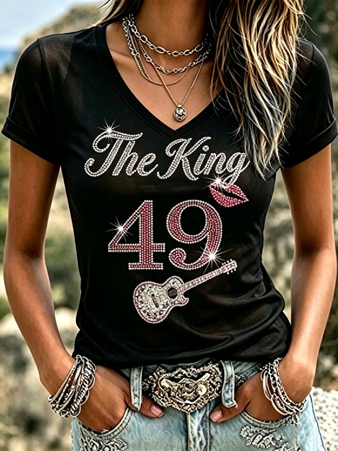 Women's 49th Anniversary Music Print T-shirt