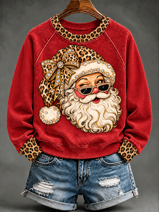 Women's Casual Christmas Print Long-Sleeved Sweatshirt