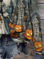 Women's Halloween Print Crew Neck Sweatshirt
