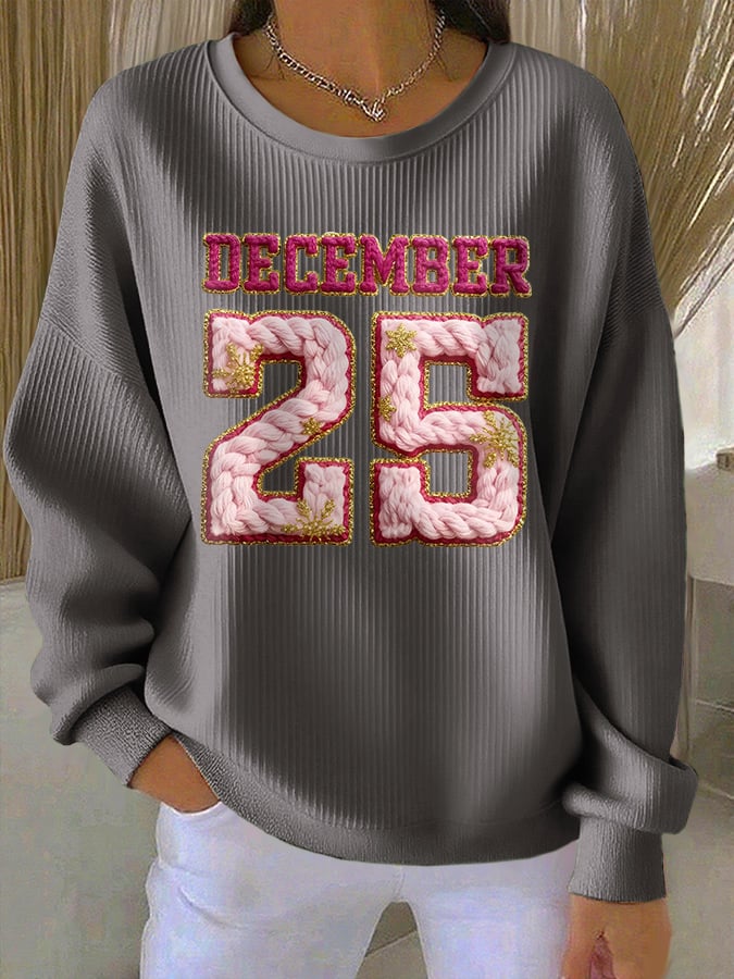 Retro Christmas December 25 Print Sweatshirt