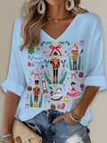 Merry Christmas Printed Long Sleeve Top