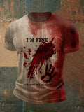Men'S Blood-Printed Pit Strip Fabric Print T-Shirt