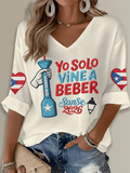 Puerto Rico Li Navidad Christmas Printed Long Sleeve Top