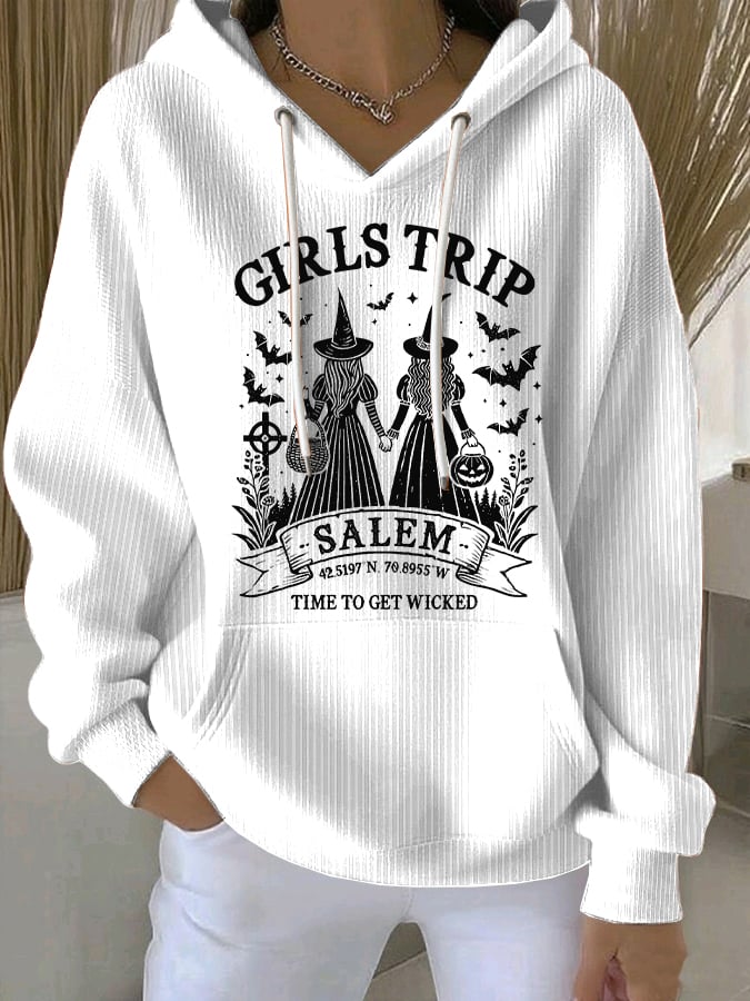 Women's Girls Trip Salem Witch Print Casual Sweatshirt