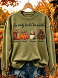 Women's Casual I'm ready for the 'ber months Printed Long-Sleeve Sweatshirt
