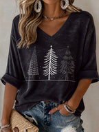 🔥🔥2nd 50% Off 🔥🔥V-Neck Retro Christmas FDT Print T-Shirt