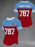 Men's Puerto Rico Baseball Print Casual T-Shirt