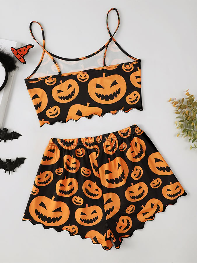 Women'S Halloween Sleeveless Suspender Pajamas Set