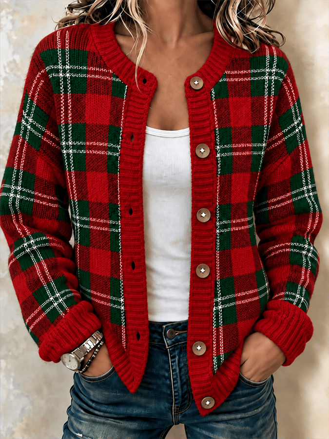 Women'S Casual Printed Knit Cardigan