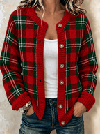 Women'S Casual Printed Knit Cardigan