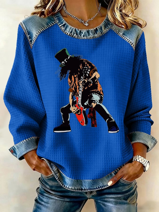 Retro Rock Slash Print Sweatshirt
